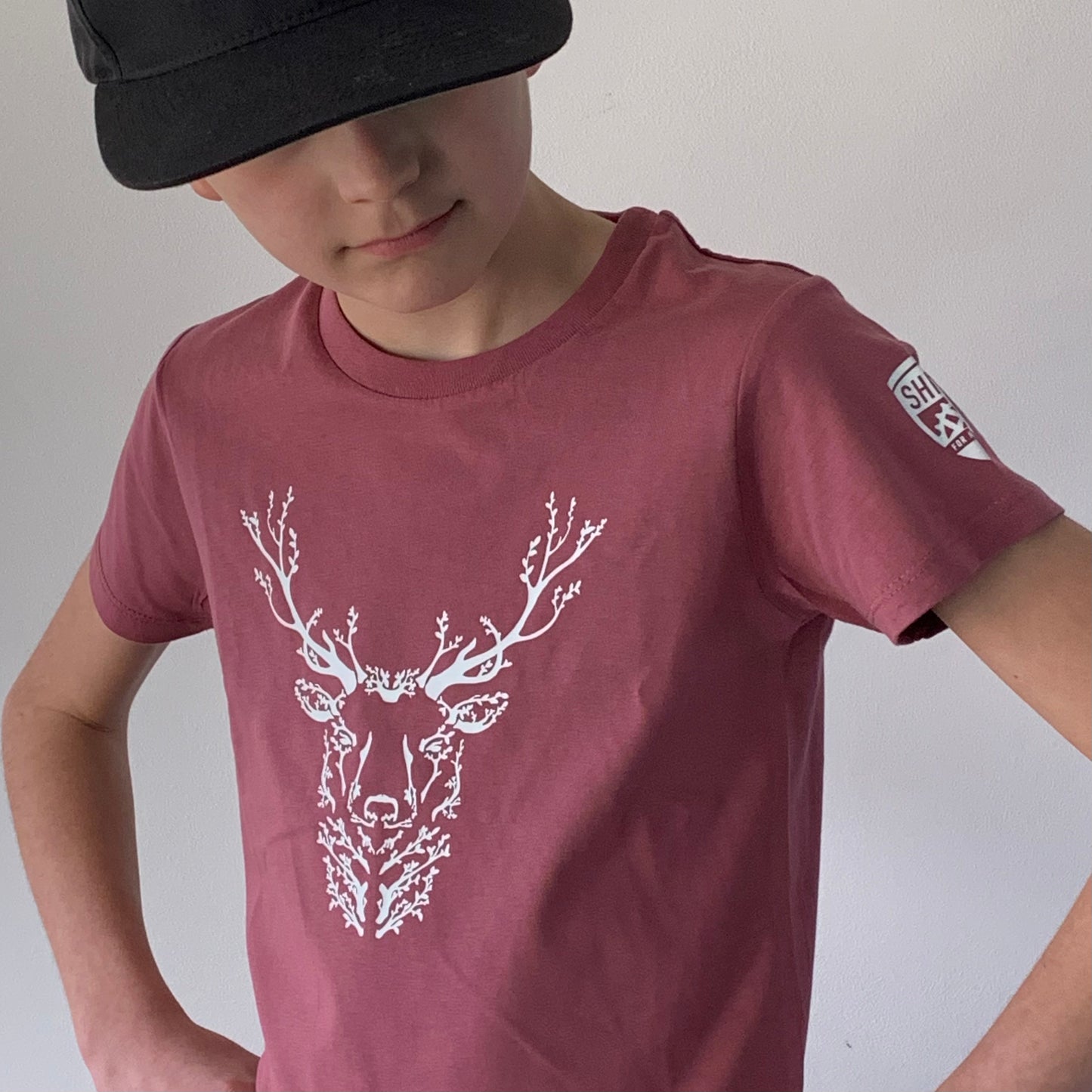 The Deer Kids T-shirt - Dark Rose